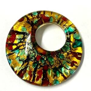 Murano Style Lampwork Glass Gold Foil Pendant